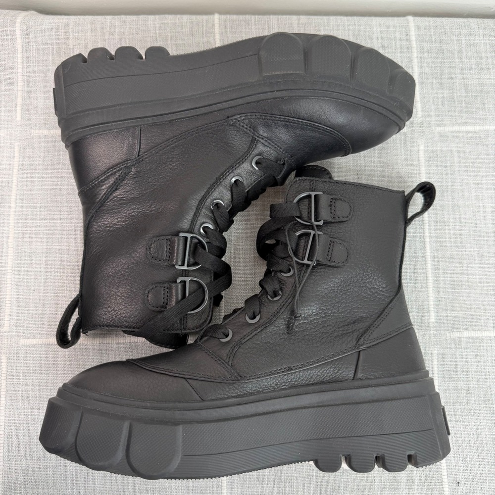 Sorel Womens 8 Caribou X Waterproof Leather Lace Up Boots Black Combat RARE HTF - Picture 7 of 12